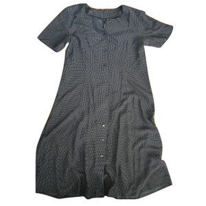 💐Gray Button Front Short Sleeve Dress L , bust40"